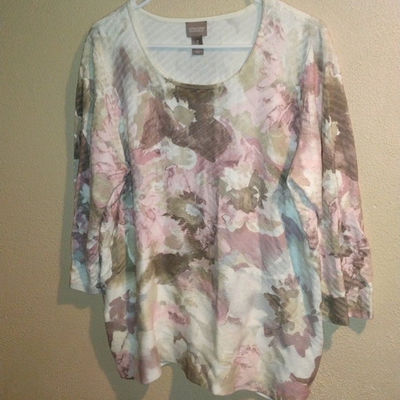 Chicos Abstract Textured 3/4 Sleeve Sweater 3/XL - Picture 1 of 6